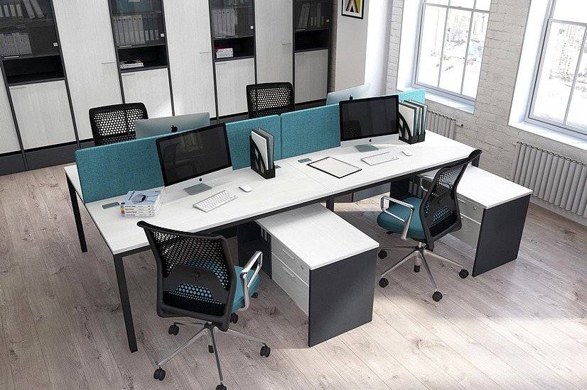 Стол с перегородками для 4 сотрудников Инновация - вид 10